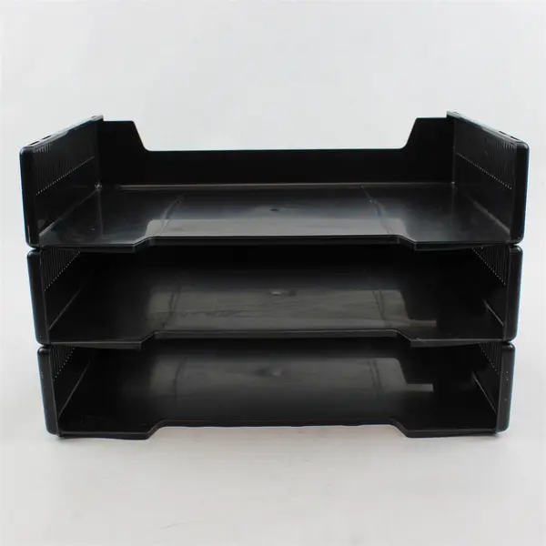 Set of 3 Stacking Desktop File Tray Organizers Black