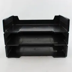 Set of 3 Stacking Desktop File Tray Organizers Black