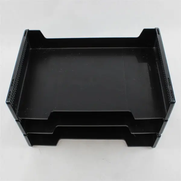 Set of 3 Stacking Desktop File Tray Organizers Black