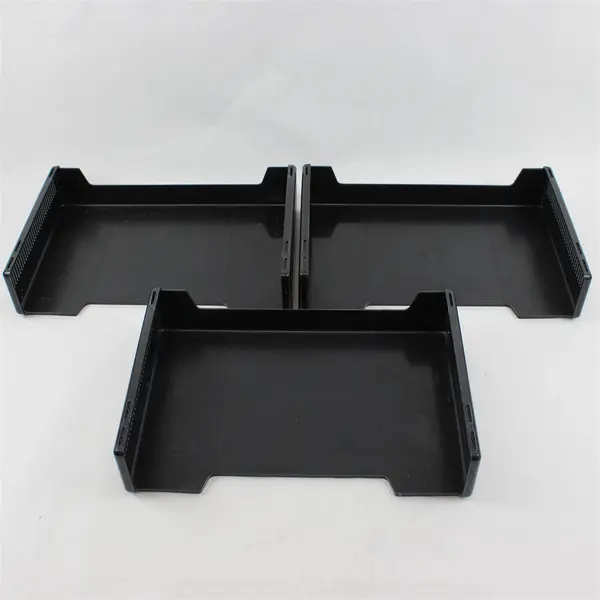 Set of 3 Stacking Desktop File Tray Organizers Black