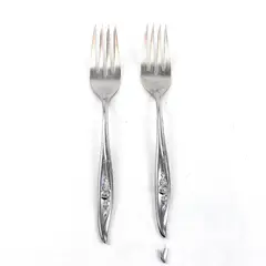 Lot of 2 Reed & Barton Florentine Rose Stainless Steel Salad Forks 6.5"