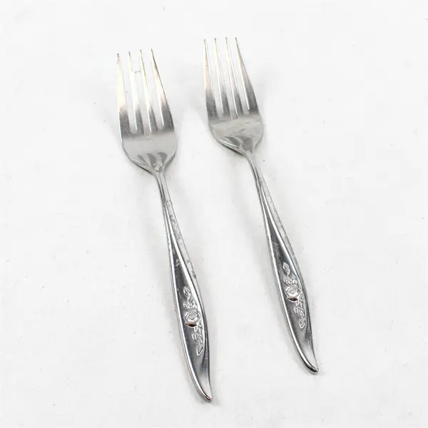 Lot of 2 Reed & Barton Florentine Rose Stainless Steel Salad Forks 6.5"