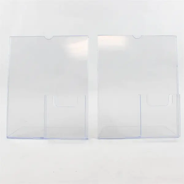 Lot of 2 Clear Acrylic Brochure Holders Flawed