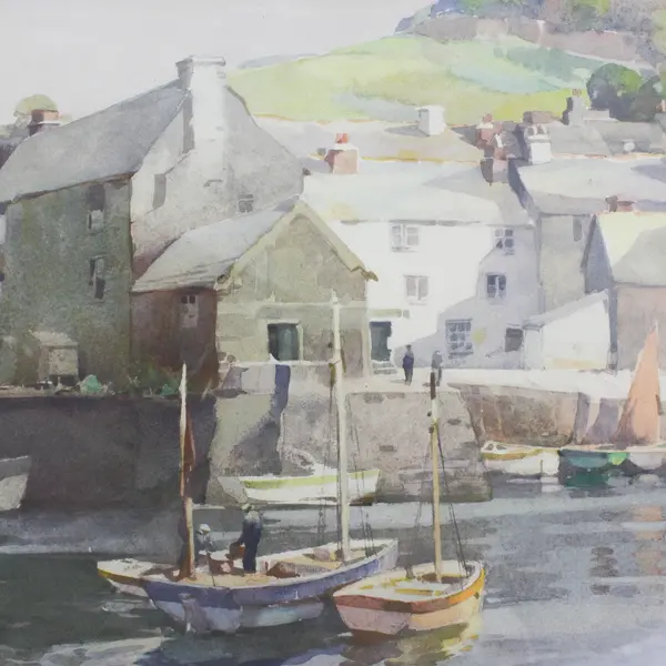 Ramsgate Harbor by Frank Neville Watercolor Print Framed 14-1/2" x 18-1/4"