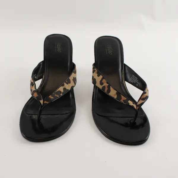 Mossimo Leopard Print Black Heel Sandals Women's US Size 10