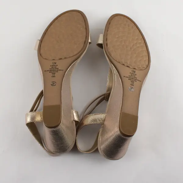 East 5th Bobster Rhinestone Embellished Gold Wedge Sandals Women's US Size 12M