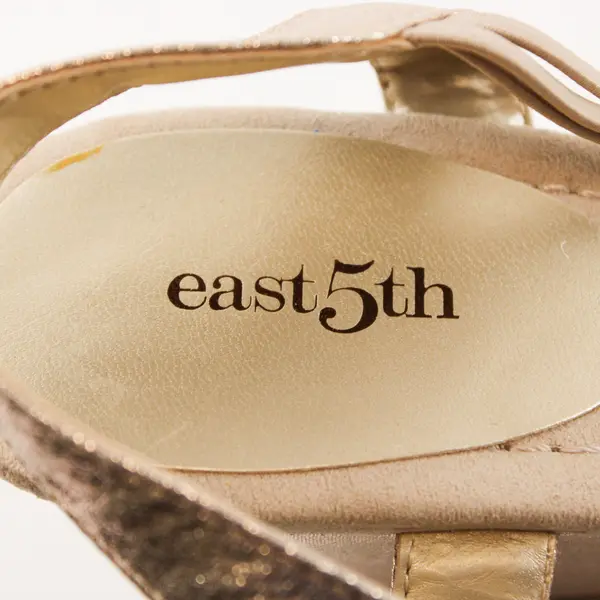 East 5th Bobster Rhinestone Embellished Gold Wedge Sandals Women's US Size 12M