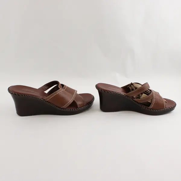 Naturalizer Brown Leather Wedge Sandals Women's US Size 9.5M