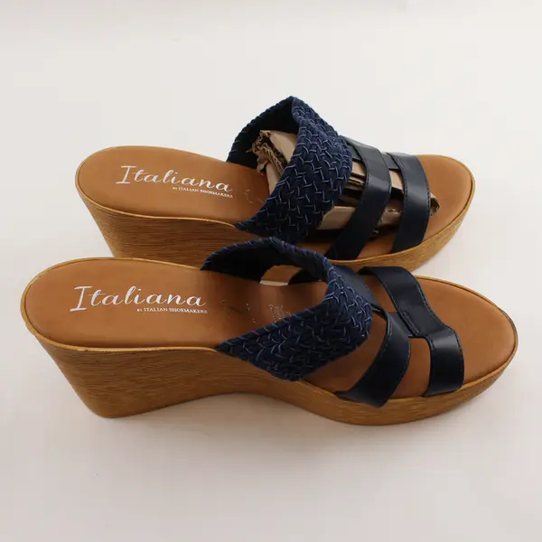 Italiana by Italian Shoemakers Blue Strap Wedge Sandals Women's US Size 11M