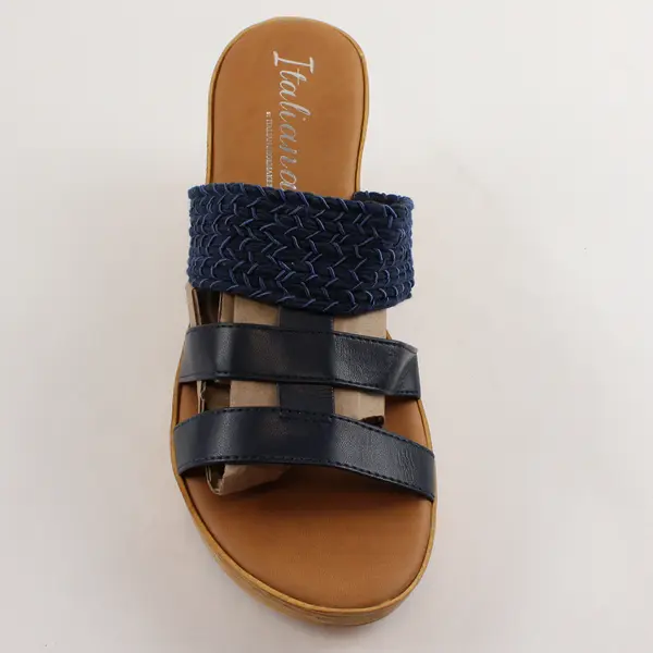 Italiana by Italian Shoemakers Blue Strap Wedge Sandals Women's US Size 11M