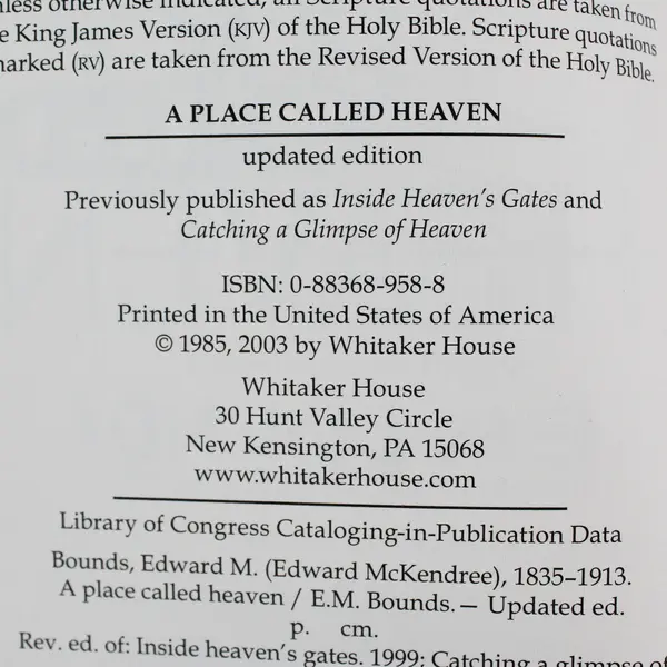 Vintage A Place Called Heaven by E M Bounds 2003 Paperback Good