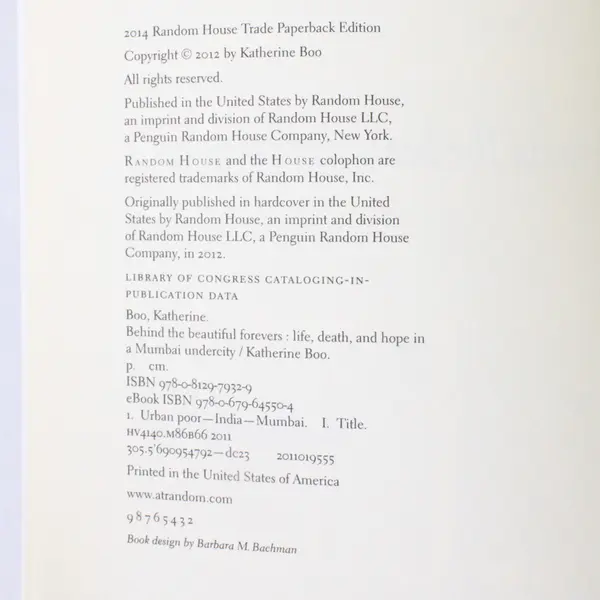 Behind the Beautiful Forevers Katherine Boo Paperback 2014 Edition