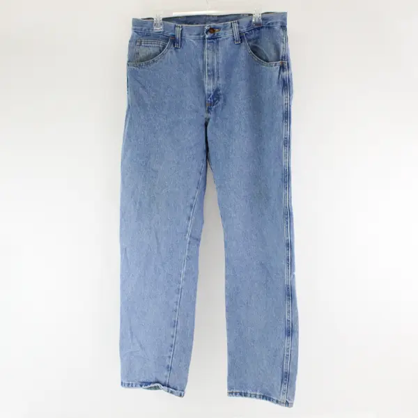 Vintage Rustler Jeans Men's 34x32 Medium Wash Faded Straight Leg Denim Jeans