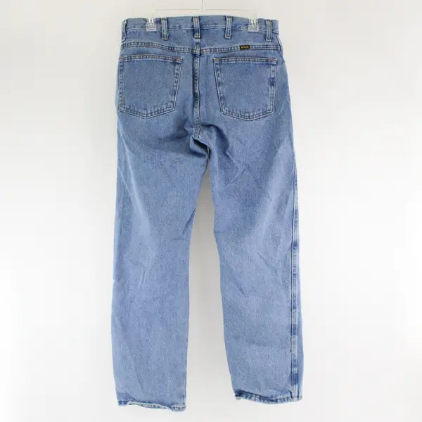 Vintage Rustler Jeans Men's 34x32 Medium Wash Faded Straight Leg Denim Jeans