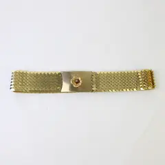 Vintage Women's Stretch Gold-Tone Metal Scale Belt Floral Buckle 24" FLAWED