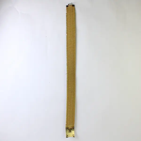 Vintage Women's Stretch Gold-Tone Metal Scale Belt Floral Buckle 24" FLAWED