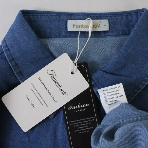NWT Fantaslook Blue Long-Sleeved Button-Up Shirt Women's Large