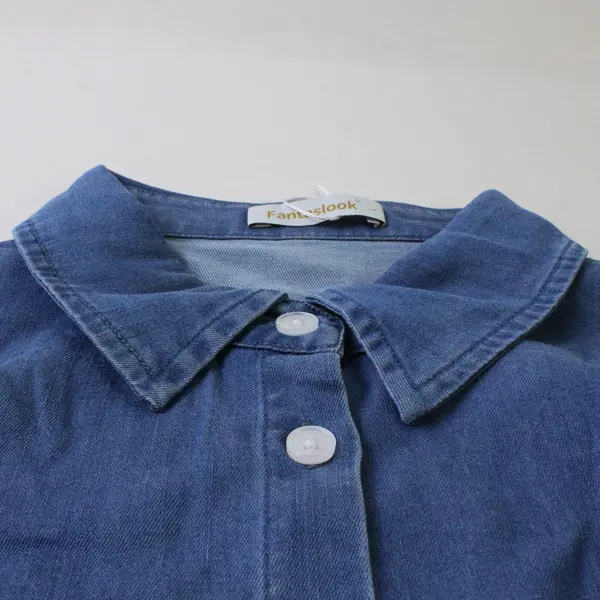 NWT Fantaslook Blue Long-Sleeved Button-Up Shirt Women's Large