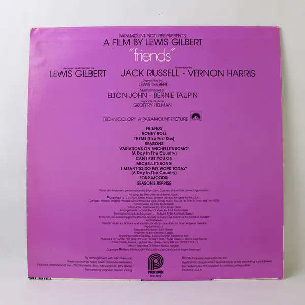 Elton John "Friends" 12" Vinyl Record