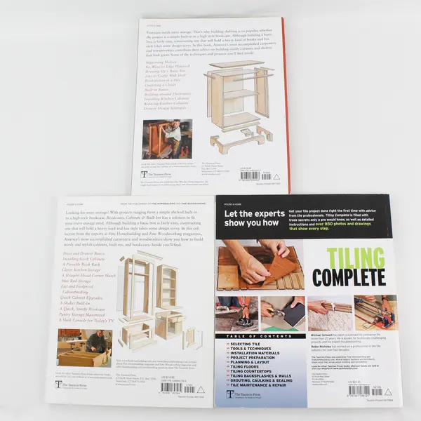 Lot of 3 Taunton's DIY Books Shelves Cabinets Bookcases Tiling Built-Ins