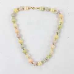 Vintage Pastel Multicolor Beaded Choker Necklace 15.5" Costume Jewelry
