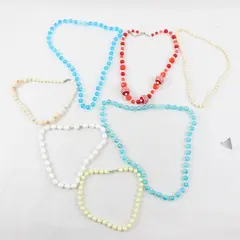 Lot of 7 Plastic Beaded Costume Jewelry Necklaces DIY Crafts