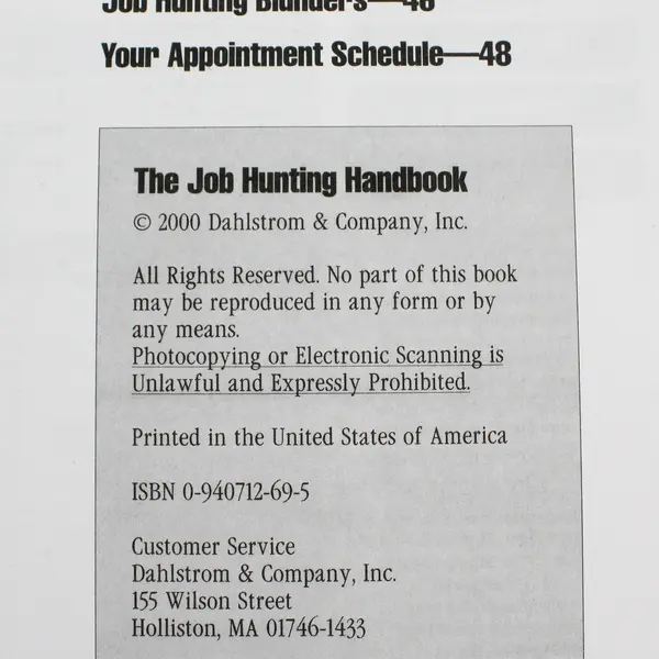 The Job Hunting Handbook Includes the Job Outlook to 2008 Published 2000 Good