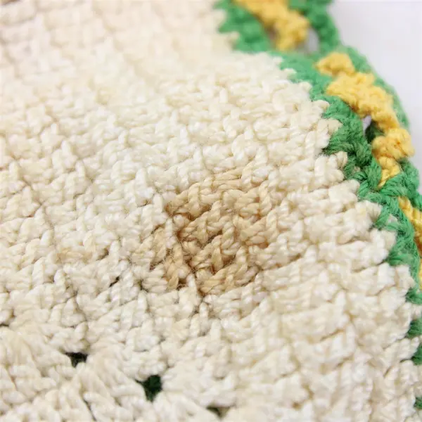 Vintage Handmade Crocheted Hot Pad Potholder 5in Stained Flawed