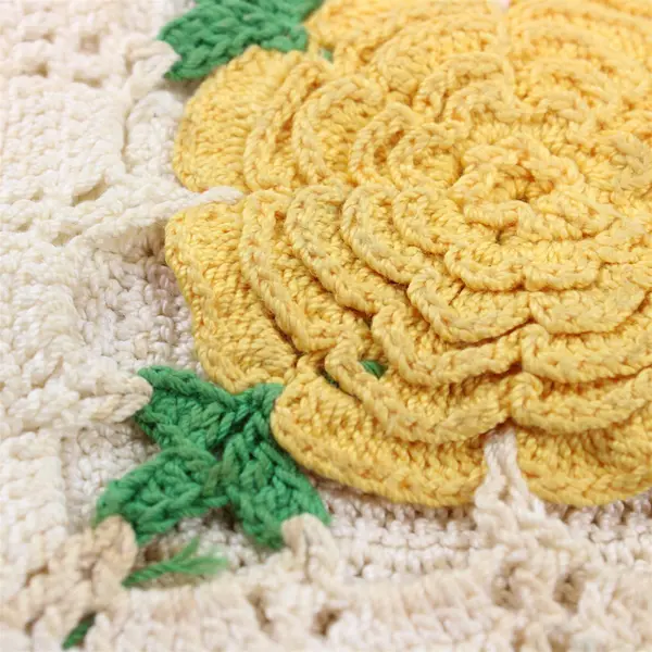 Vintage Handmade Crocheted Hot Pad Potholder 5in Stained Flawed