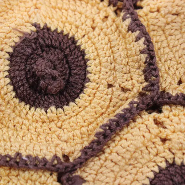 Vintage Handmade Crocheted Yellow and Brown Hexagonal Hot Pad 6"