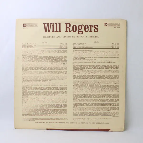 Will Rogers 12" Vinyl Record