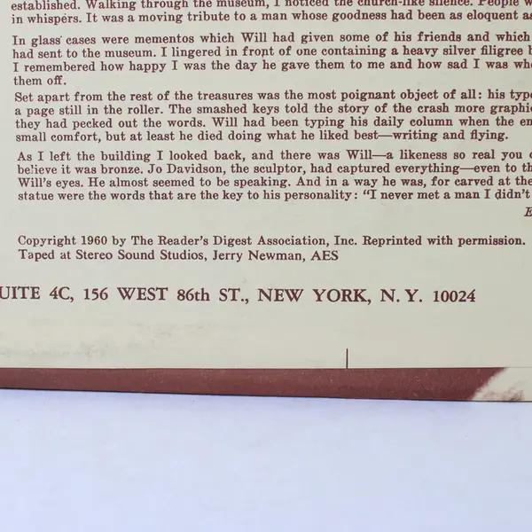 Will Rogers 12" Vinyl Record