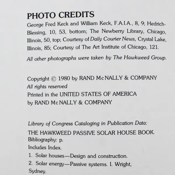 The Hawkweed Passive Solar House Book 1980 Paperback