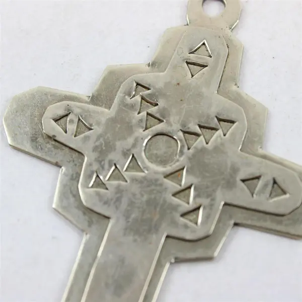 Silver-Tone Metal Ethiopian Coptic Cross Pendant 3"
