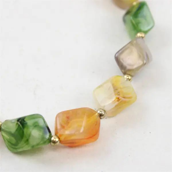 Faux Multicolor Stones Beaded Necklace 18"