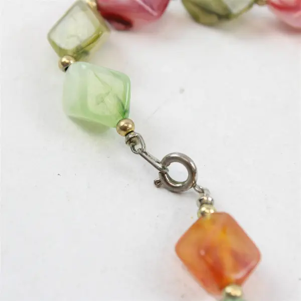 Faux Multicolor Stones Beaded Necklace 18"