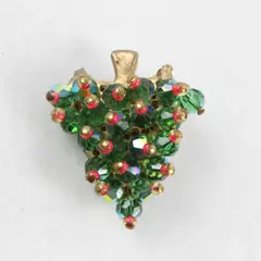 Vintage Faceted Glass Bead Christmas Tree Brooch 1.5"