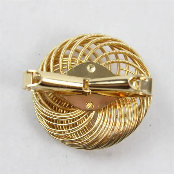 Vintage Gold-Tone Metal Faux Pearl Detail Scarf Clip 1.5"