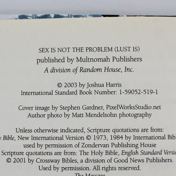 Sex Is Not the Problem (Lust Is) by Joshua Harris 2003 Hardcover Good