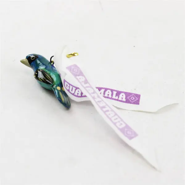 Hand-Painted Guatemalan Bird Souvenir Brooch 1.5"