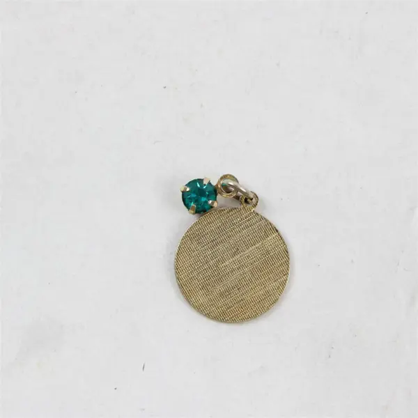 Vintage Aquamarine March Birthstone Happy Birthday Gold-Tone Charm Pendant