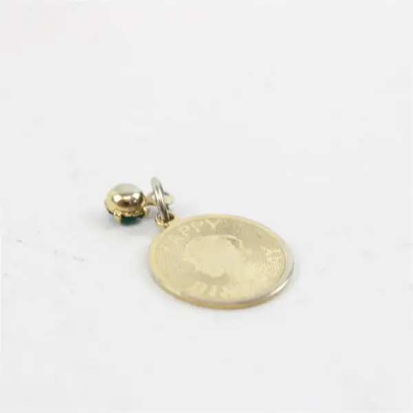 Vintage Aquamarine March Birthstone Happy Birthday Gold-Tone Charm Pendant