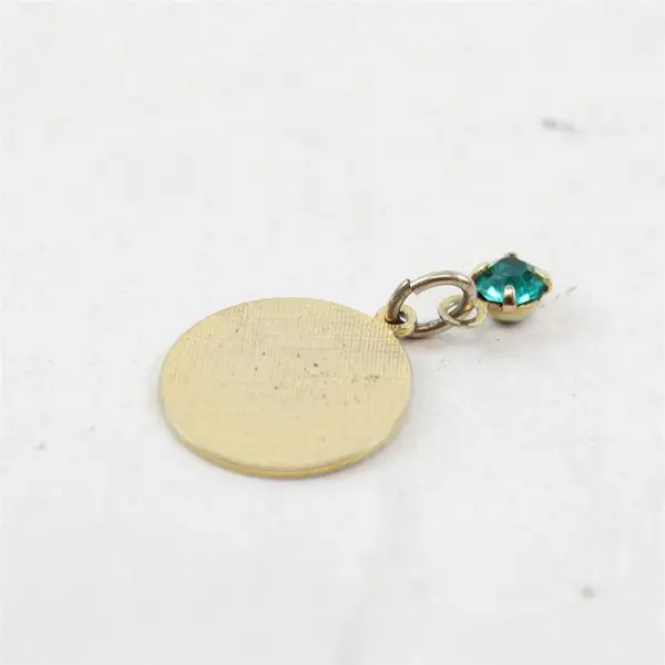 Vintage Aquamarine March Birthstone Happy Birthday Gold-Tone Charm Pendant