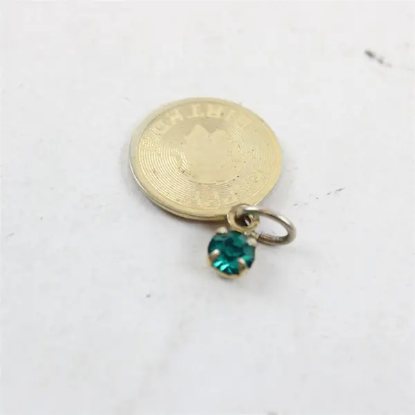 Vintage Aquamarine March Birthstone Happy Birthday Gold-Tone Charm Pendant