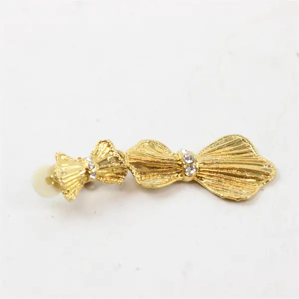 Vintage Gold-Tone Metal Clear Rhinestone Dangle Clip-On Earrings