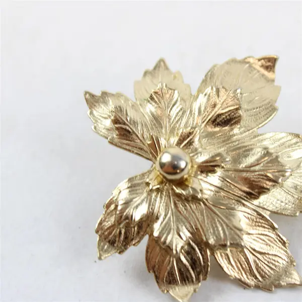 Vintage Gold-Tone Metal Floral Leaf Clip-On Earrings