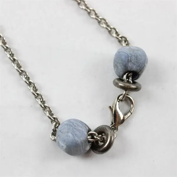 Silver-Tone Tribal-Style Beaded Pendant Choker Necklace 15.5" Costume Jewelry