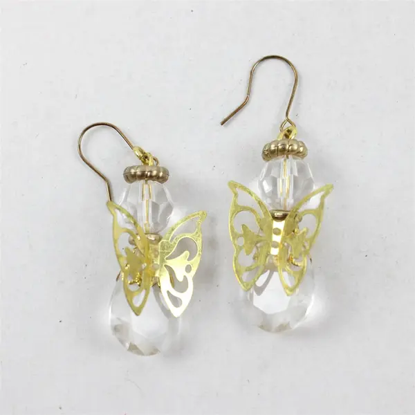 Angel Teardrop Beaded Gold-Tone Dangle Earrings