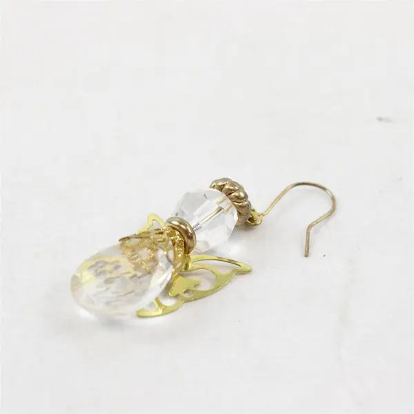 Angel Teardrop Beaded Gold-Tone Dangle Earrings