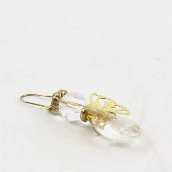 Angel Teardrop Beaded Gold-Tone Dangle Earrings